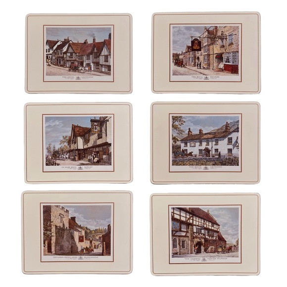 PIMPERNEL for HARRODS All English Inns Cork Backed Placemat 12”x 9” (set of 6) - Picture 1 of 8